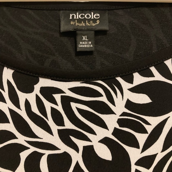 Nicole Miller Stylish Black and White Women's Dress Cut-out Sleeves Sz. XL - Picture 3 of 7